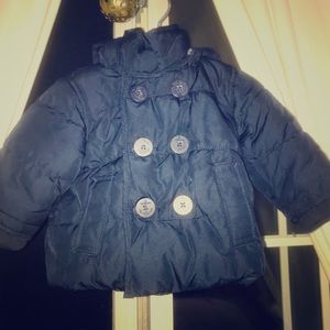 Baby Gap boys pea coat puffer sz 0-6 months blue